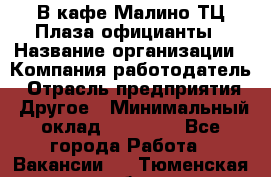 В кафе Малино ТЦ Плаза официанты › Название организации ­ Компания-работодатель › Отрасль предприятия ­ Другое › Минимальный оклад ­ 20 000 - Все города Работа » Вакансии   . Тюменская обл.